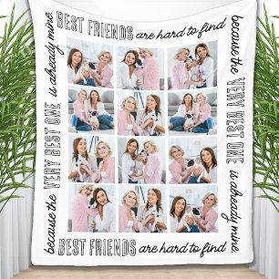 Couverture Polaire Chic Best Friends Customisé 12 Photo Collage