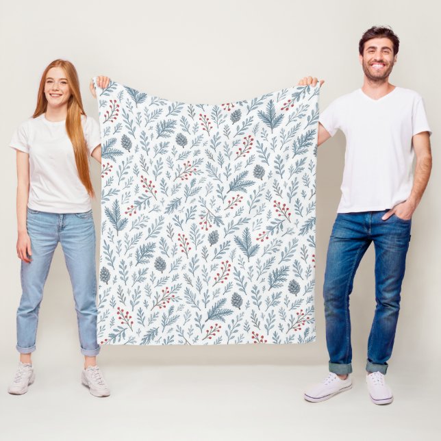 Couverture Polaire Chic Botanique Holly Berry Motif Floral (En situation)