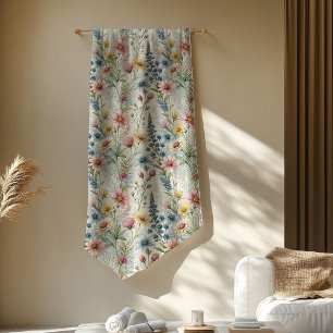 Couverture Polaire Chic Cosy Boho Pastel Rose Bleu Fleurs Sauvages