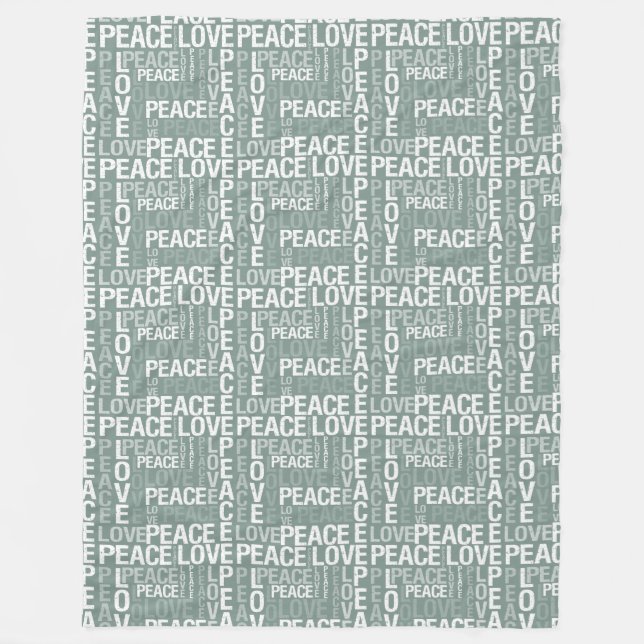 Couverture Polaire Chic Olive Green White Peace Love Christmas (Devant)