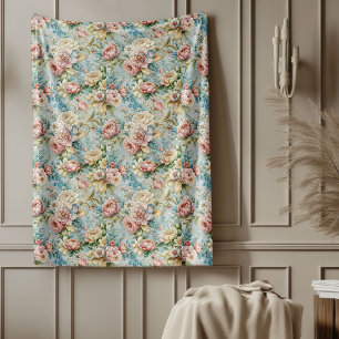 Couverture Polaire Chic Rococo Raffiné Floral Soft Pastel Élégant