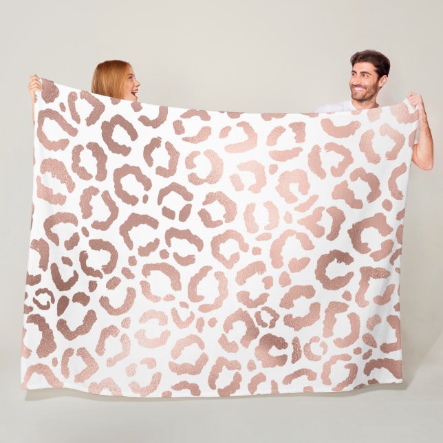 Couverture Polaire Chic Rose Gold Leopard Cheetah Poster de animal (En situation)