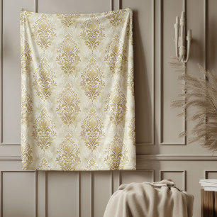 Couverture Polaire Chic Vintage Inspiré ivoire Damask Aquarelle douce