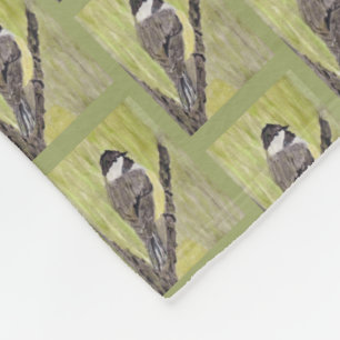 Couverture Polaire Chickadee Bird - peinture acrylique.