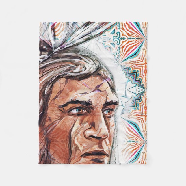 Couverture Polaire Chieftan ancien et motif fractal (Devant)