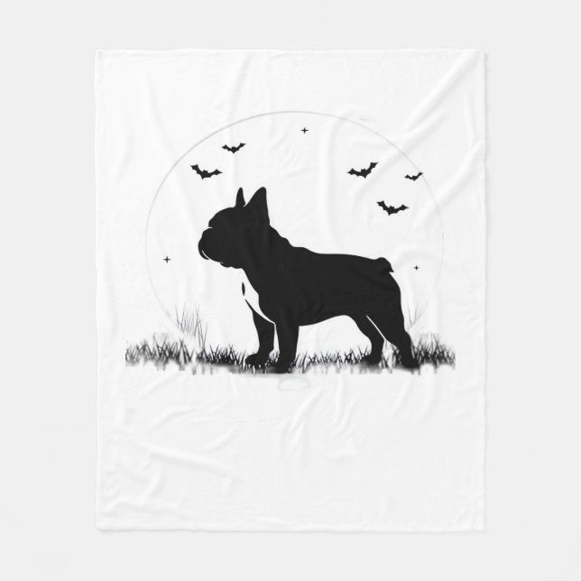 Couverture Polaire Chien à Chien à Chien - Halloween Lune Silhouette  (Devant)