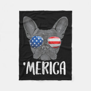 Couverture Polaire Chien à chien français 4 juillet Drapeau américain