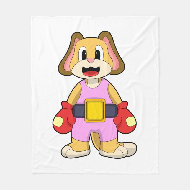 Couverture Polaire Chien à la boxe avec gants de boxe (Devant)