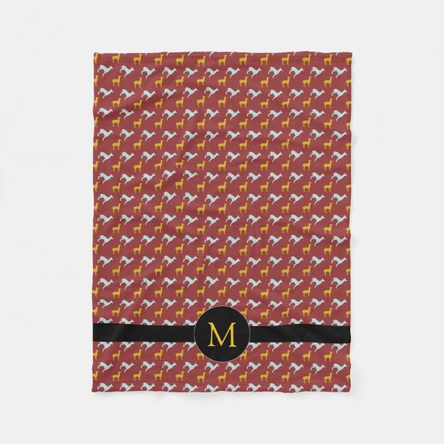 Couverture Polaire Chien Année Zodiac Anniversaire Monogramme S Blanc (Devant)