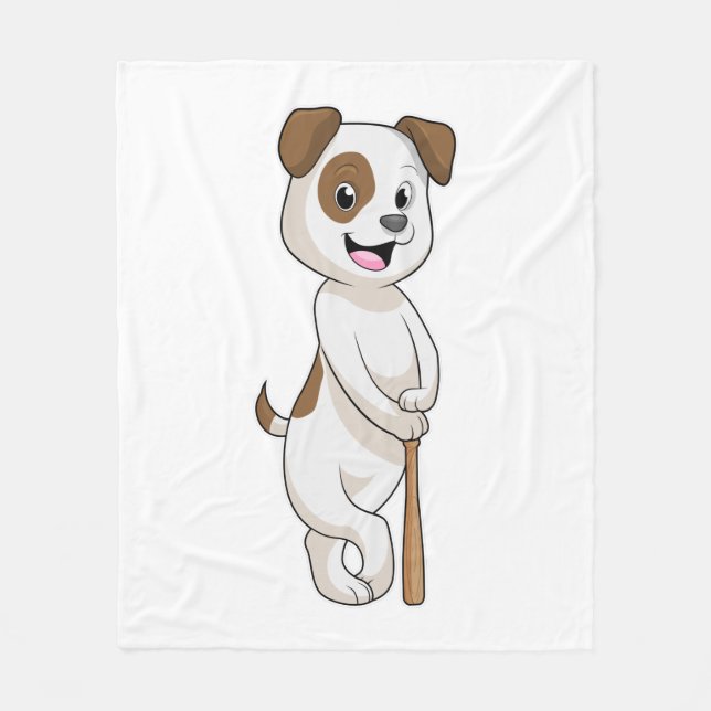 Couverture Polaire Chien au baseball avec batte de baseball (Devant)