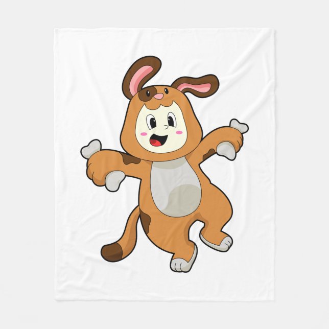 Couverture Polaire Chien avec os comme lapin (Devant)