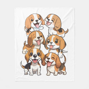 Couverture Polaire chien beagle joyeux