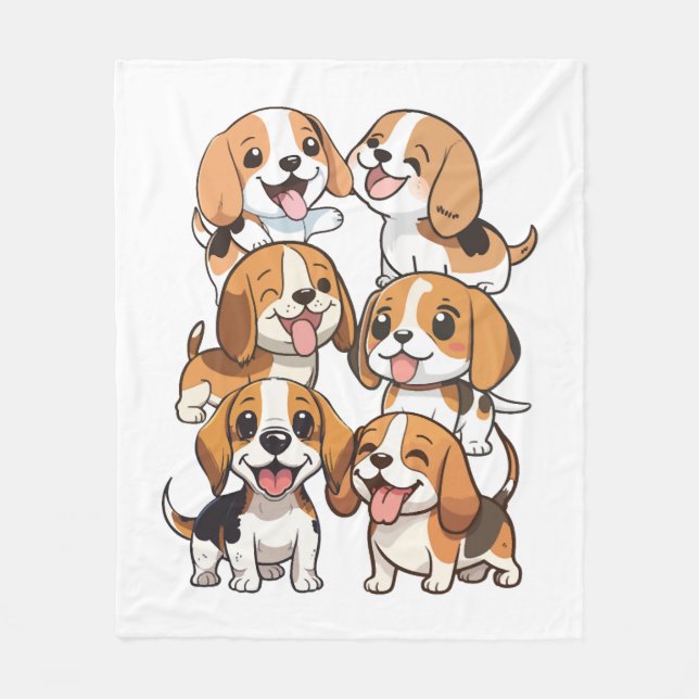 Couverture Polaire chien beagle joyeux (Devant)