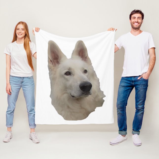 Couverture Polaire Chien blanc de berger Tête Plafond (En situation)