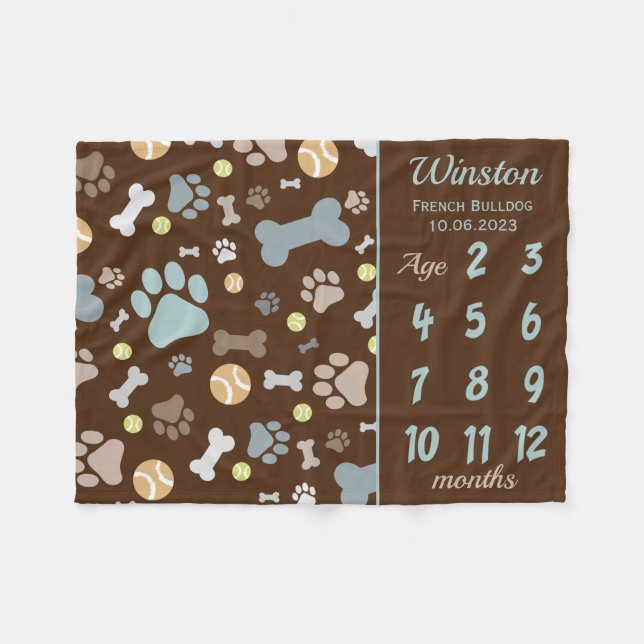 Couverture Polaire Chien Chien Chien Empreinte de patte Milestone Kee (Devant (Horizontal))