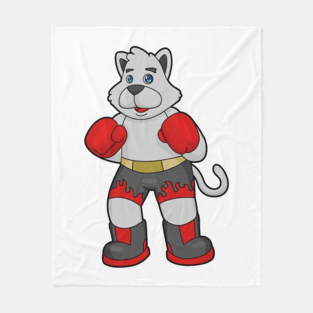 Couverture Polaire Chien comme boîte avec gants de boxe (Devant)