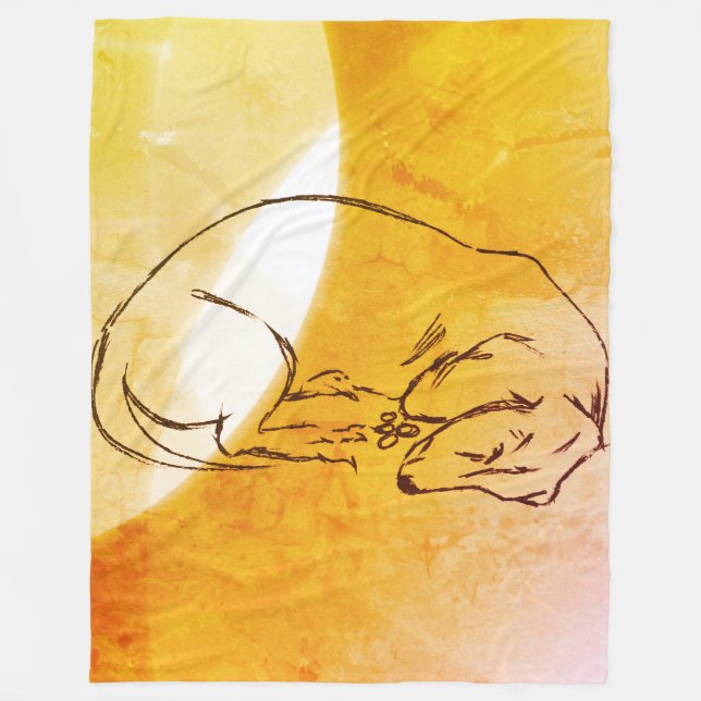 Couverture Polaire Chien, Dachshund Dormir Blanche polaire chien (Devant)
