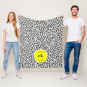 Couverture Polaire Chien dalmate Abstrait Motif Monogramme jaune