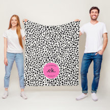 Chien dalmate Abstrait Motif rose chaud Monogramme