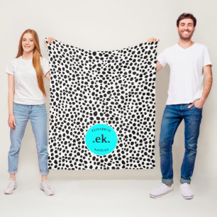 Couverture Polaire Chien dalmate Motif Abstrait Aqua Blue Monogramme
