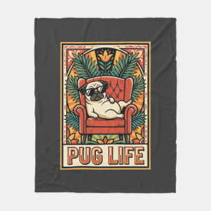 Couverture Polaire Chien d'art populaire rétro Pug Life