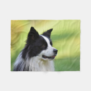 Couverture Polaire Chien de berger border collie noir et blanc