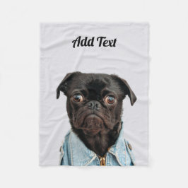 Couverture Polaire Chien de Carlin noir ajouter du texte
