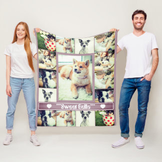 Couverture Polaire Chien de chien personnalisé modèle photo collage t