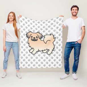 Couverture Polaire Chien de dessin animé tibétain Spaniel Sable Crème