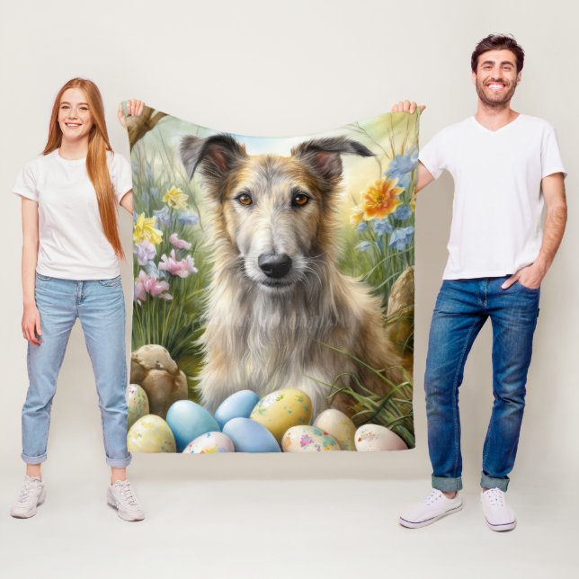 Couverture Polaire Chien De Loup Avec Oeufs De Pâques Fête (En situation)