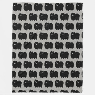 Couverture Polaire Chien de Poméranie noir mou Motif