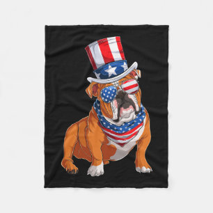 Couverture Polaire Chien de taureau 4 juillet drapeau américain