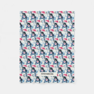 Couverture Polaire Chien de taureau français à Santa Hat ou Photo de 