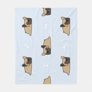 Couverture Polaire Chien de taureau français, mignon motif endormi.