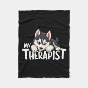 Couverture Polaire Chien Drôle Mon Thérapeute Chien Husky Sibérien