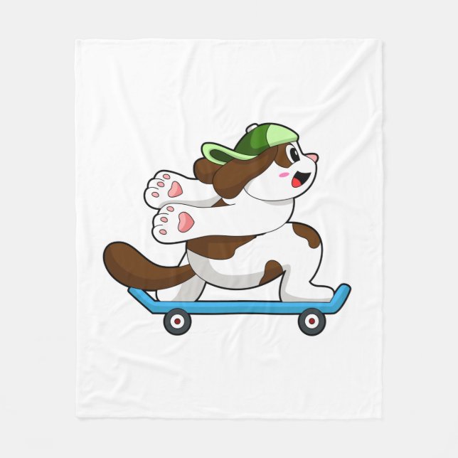 Couverture Polaire Chien en Skate avec Skateboard (Devant)