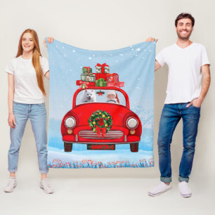 Couverture Polaire Chien Esquimau Américain En Voiture Avec Le Père N