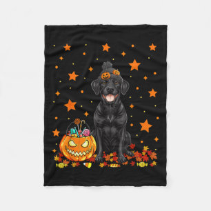 Couverture Polaire Chien Labrador Noir Et Bonbon Citrouille Drôle