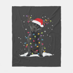 Couverture Polaire Chien Labrador noir Noël Arbre de Noël Lumière Cla