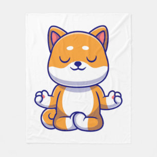 Couverture Polaire Chien mignon shiba inu faisant du yoga méditation