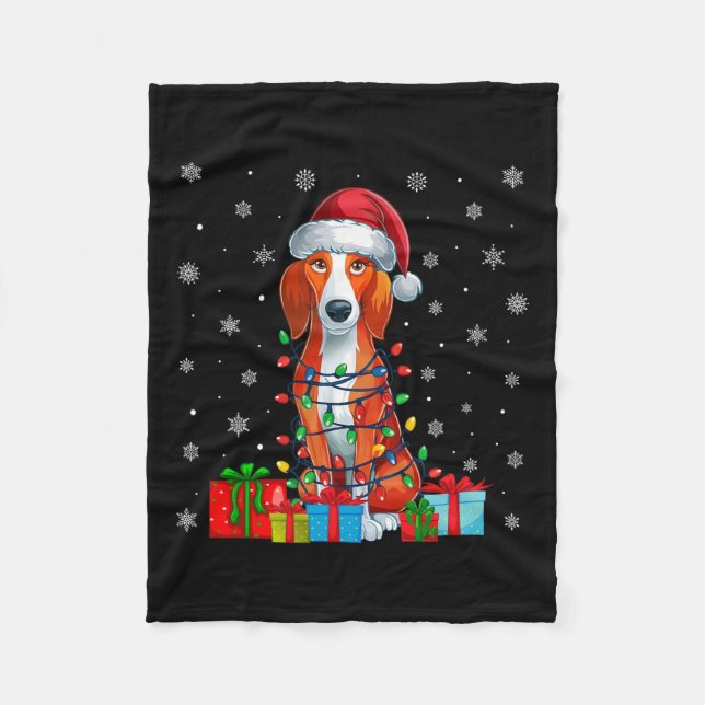 Couverture Polaire Chien Moche Xmas Lights Père Noël American Foxhoun (Devant)