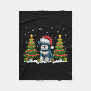 Couverture Polaire Chien Père Noël de Noël Schnauzer Miniature Lumièr