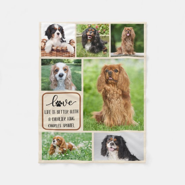 Couverture Polaire Chien personnalisé, Cavalier King Charles Spaniel (Devant)