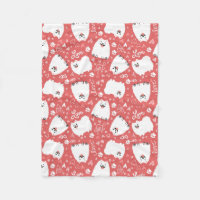 Chien Pomeranian Blanc Drôle avec Motif de Cœurs