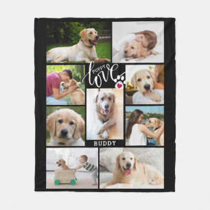 Couverture Polaire Chien PUPPY LOVE Heart Empreinte de patte Photo Co