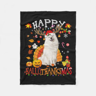 Couverture Polaire Chien Samoyé Halloween Chien de Noël Hallotha Joye