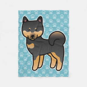 Couverture Polaire Chien Shiba Inu noir et feu