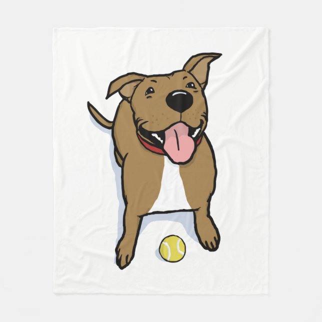 Couverture Polaire Chien souriant mignon avec balle de tennis (Devant)