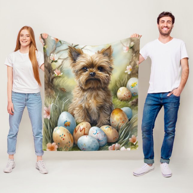 Couverture Polaire Chien Yorkipoo Avec Oeufs De Pâques Vacances (En situation)
