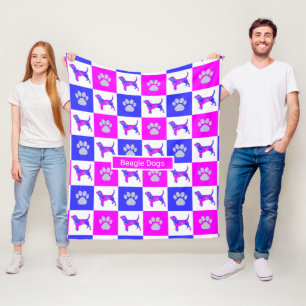 Couverture Polaire Chiens beagles Chien & Paw Hot Rose et Bleu